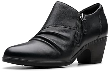 Clarks Collection Women's Emily2 Braley Ankle Boot, Black Leather, 8.5 M US