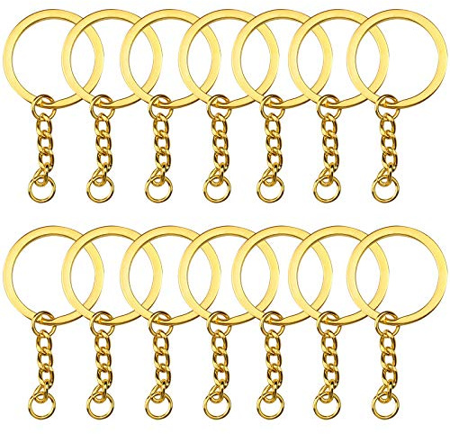 YapitHome Schlüsselring mit Kette, 30mm Metall, schlüsselanhänger,60 Stück | Spaltringe, Für Schlüsselanhänger, Schmuckherstellung, Zum Basteln