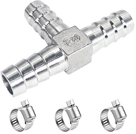 ANPTGHT 1/4 Tee Hose Barb Fitting Stainless Steel Equal Barb 3 Way T shaped Splitter Joint Connector Adapter Union Fitting for Fuel Gas Liquid Air(Thickened version)
