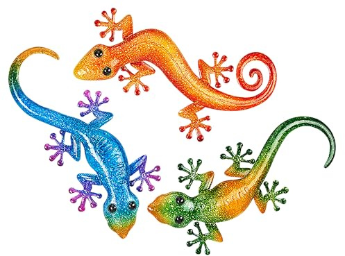 Kobolo Wand-Deko Gekko Gecko Eidechse Echse XXL 3er 47, 45 und 43 cm