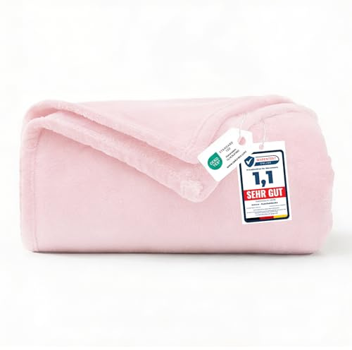 WAVVE Manta Franela para Cama 90, Manta para Sofá 150x200 cm, Manta de Microfibra, Suave, Cálida, Transpirable (Rosa)