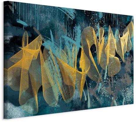 B&D XXL - Akustikbild Abstrakt Bilder Akustikschaum Hochleistungsschallabsorber Schallschutz Leinwand 1 tlg Wandbild Raumakustik Schalldämmung Textur Farbflecken blau n-A-1231-b-a