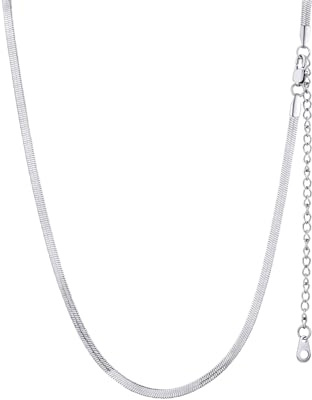 GoldChic Flache Schlangenkette Damen Halskette ohne Anhänger Choker Kette aus Edelstahl Plattenkette Schlangenhalskette Frauen Schmuck Schlangen Kette Verstellbare Länge 32/38/46CM, 3/5MM breit