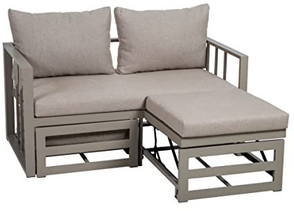 greemotion Garten-Multifunktionssofa Nassau mit Hocker, ca. 134 x 63 x 74 cm, beige