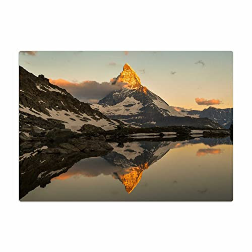 Vero Home 18684 Glas-Schneidebrett | Motiv Natur Natur-Spiegelung | rutschfest, kratzfest und lebensmittelecht | Maße: 39 x 29 cm