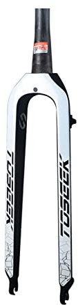 Soyeacrg 26 27,5 29 Vollcarbon-MTB-Gabel 1-1/8 konisches Rohr gewindelose Scheibenbremse Ultraleicht-Fahrrad-Carbonfaser-Gabel Offset 39 mm Fahrrad-Starrgabel für Mountainbike,White,29