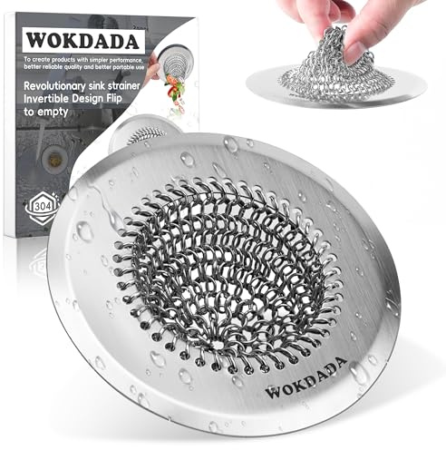Wokdada Sink Drain Strainer, Reversible Mesh Sink Strainer with 304 Stainless Steel, Revolutionary Anti-rust Kitchen Sink Strainer Food Catcher for Garbage Disposal without Clogging