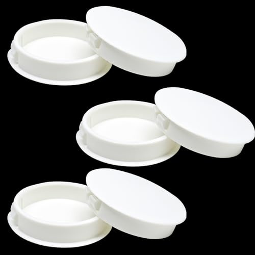 BOPOREAE 2 In/50 mm Plastic Plugs for Round Holes, White Screw Hole Cover Flush Type Snap in Locking Fastener Covers Caps for Sheet Metal Panels Tube Kitchen Cabinet Furniture Door, 6PCS
