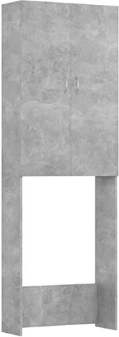 Tidyard Mobile per Lavatrice Salvaspazio con Ripiani - Scaffale Bagno Sopra Lavatrice - Grigio Cemento 64x25,5x190 cm