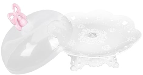 Zerodeko Set di Vassoio per Dolci in Abs Base Alta e Copertura, Resistente All'usura per Conservazione, Design Creativo Bianco per Picnic All'aperto e Ristoranti