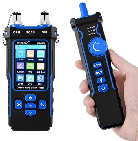 Tanniws Network Cable Tester with Optical Power Meter PoE Multi-Function, Wire Tracker RJ11 RJ45 LAN Cable Toner Ethernet Cable Tracer with NCV, Flash