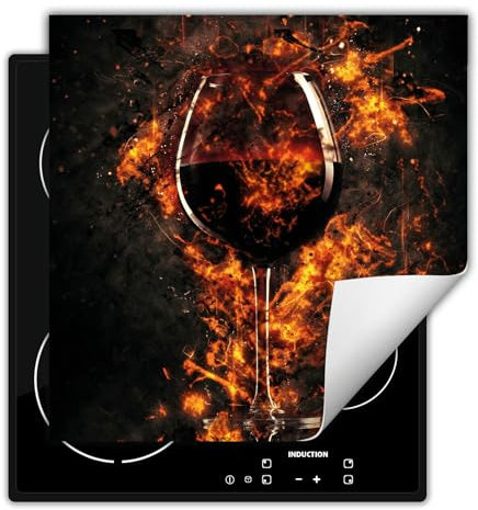 DarHaus Piastra di copertura per fornelli 50x52 cm Copri piano cottura vinile - vino - fuoco