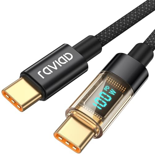 RAVIAD Cavo USB C USB C 100W, 1.2M Cavo USB Type-C PD 5A Ricarica Rapida Cavo Tipo C con E-Mark Chip per iPhone 16/15/15 Pro/15 Pro Max, Samsung Galaxy S24/S23/S22, MacBook Pro, Pad Pro, Google Pixel
