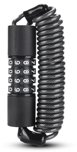 HOUSON Helmschloss 150cm, Bike Kabelschloss Zahlencode Bike Lock Kinderwagenschloss, Fahrradschloss, Snowboardschloss Fahrradhelm mit 4 Stellig Code für Motorradhelm, Fahrradhelm, Kinderwagen