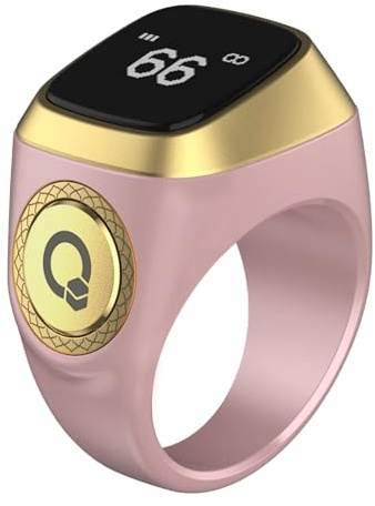 Al salama Smart Tasbih zikr ring, 20 mm muslimsk digital azan väckarklocka, Tasbih räknare smart ring (rosa)