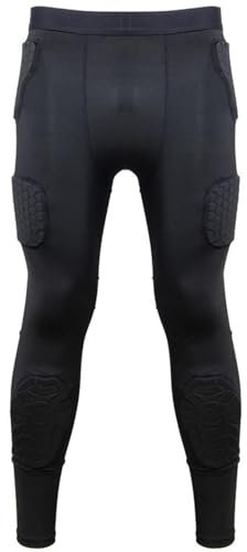 Acunny Basketball Knee Pads - Cushioning Compression Tights Men with 6 Honeycomb Pads, Protective Leg Pads, Sweat-Wicking Men's Compression Trousers for Football, Basketball, Football