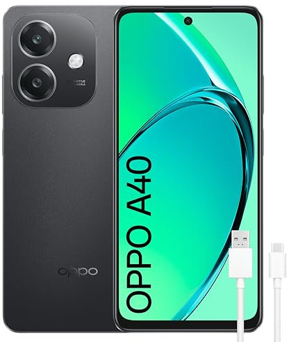 OPPO A40 - Smartphone Libre, 8GB(4GB+4GB) 128GB, Pantalla HD+ LCD 6.7, Cámara 50+2+8 MP, Android, Batería 5100mAh, Carga Rápida 45W - Negro