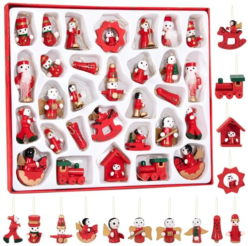 Adorno en Miniatura de Navidad, 30 Piezas Adornos en Miniatura de Resina de Navidad, Papá Noel Calcetines Figuras de Navideños para Árbol de Navidad, Manualidades, Decoración