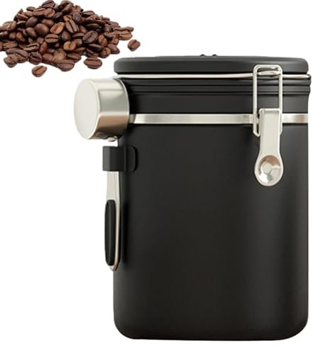 Récipient à café pour café moulu, boîte à café hermétique - Récipient à café avec soupape d'échappement hermétique avec cuillère | Récipient à café moulu, pot à café en acier inoxydable 304 pour grain
