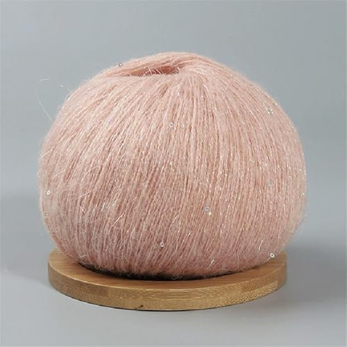 LOUKEKE Glänzendes, goldenes Mohairgarn mit Pailletten, handgefertigt, zum Selberhäkeln, Wollspitzenfaden zum Stricken von weichen Pullovern, Schals, Handarbeitsgarnen