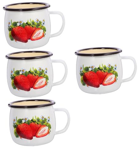 Alipis 4 Stück Emaille-Becher tee gläser trinkgläser camping mug tee tassen travel mug trinkglas kaffeetasse chinesischer traditioneller Emaillebecher Emaille-Tasse im Vintage-Stil Weiß