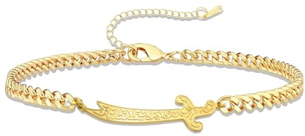 VASSAGO Zulfiqar armband för kvinnor män rostfritt stål Imam Ali svärd hänge islamisk arabiskt flätat rep sträng islam muslimska smycken, Adjusatble, Rostfritt stål, Ingen ädelsten