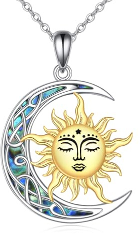 ONEFINITY Sonne und Mond Halskette 925 Sterling Sliver Mond Anhänger Sonne Mond Schmuck für Frauen
