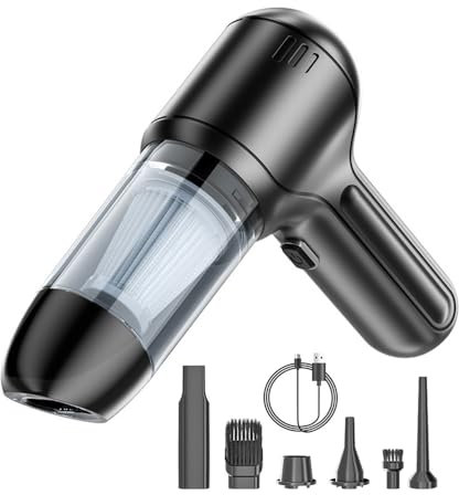 Aspirateur Voiture avec Moteur sans Balai, 15000pa Air Duster 2 en 1, 2 Vitesses Réglables, 120w Soufflant Rechargeable (Noir)