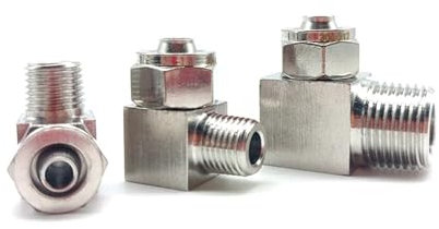 DSZUJTYROP 1pc 304 Stainless Steel Quick twist Elbow OD 6/8/10/12/14/16mm Hose to 1/8''/1/4''/3/8''1/2'' Male Thread Right angle Fitting(8mm OD Tube,3/8)