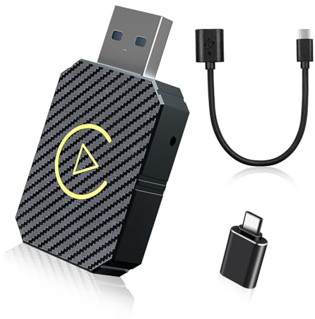 Adaptateur Android Auto sans Fil & Carplay sans Fil,2 en 1 Wireless Carplay Adapter, avec USB C/A, Plug and Play, Supporte Bluetooth/Google Assistant/Siri, Compatible avec Phone iOS 10+,Android 11+