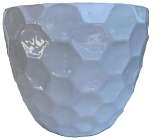 Centro Ardolino Vaso Caspo in Ceramica bianco, portafiori per piante e fiori Fantasia Nido d'ape Design Made in Italy (Grande)