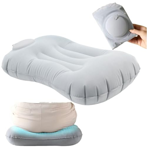 OULIGET Portable Lightweight Mini Inflatable Pad,Stadium Booster Seat Bleacher Cushion,Foldable Waterproof Sitting Pad to Raise Height for Outdoor Camping Hiking Beach Office (Grey)