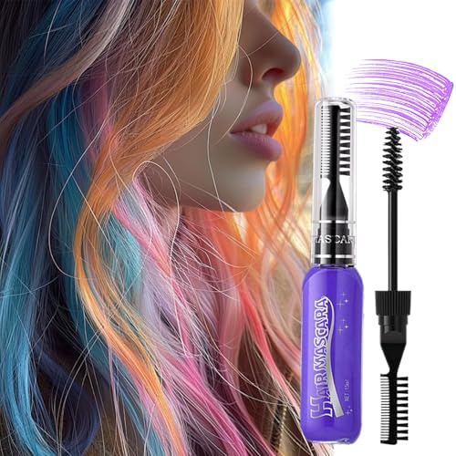 Purple Temporary Hair Chalk Mascara - Washable Hair Dye for Kids & Girls, Non-toxic Hair Chalks for DIY Party Colorful Hair Looks