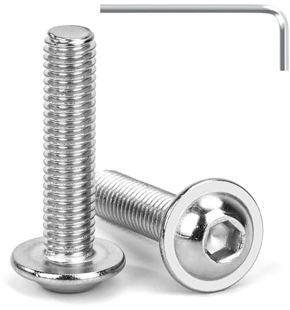 Tunejoy Vis à Tête Bombée avec Bride M8 x 35 mm Vis à Six Pans Creux en Acier Inoxydable A2 V2A Boulons à Tête Hexagonale avec Clé Allen Filetage Complet 20 Pièces