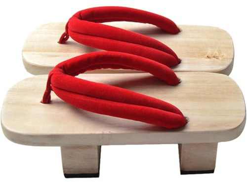 Dinntty Zoccoli Estivi in ​​Legno Geta Giapponesi Pantofole Zoccoli in Legno Sandali con Plateau con Fondo Spesso Tacco Alto Tradizionale Giapponese a Due Denti