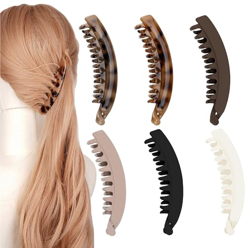Esshogo Vintage Bananenspange, Dickes Haar Banana Clip, Bananenspange Haare, Vintage Bananen-Haarspangen Pferdeschwanz, Spange Haarclips, Haarklammer für Frauen und Mädchen, Bananen Haarspangen