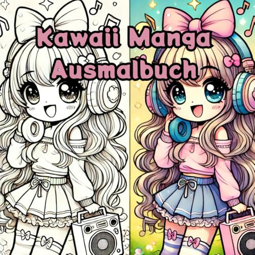 Kawaii Manga Ausmalbuch: - cooles kawaii Manga Anime Ausmalbuch | perfektes Geschenk für Mädchen & Teenager | Mädchen | Tiere | Food | zum Entspannen | für kreative Köpfe