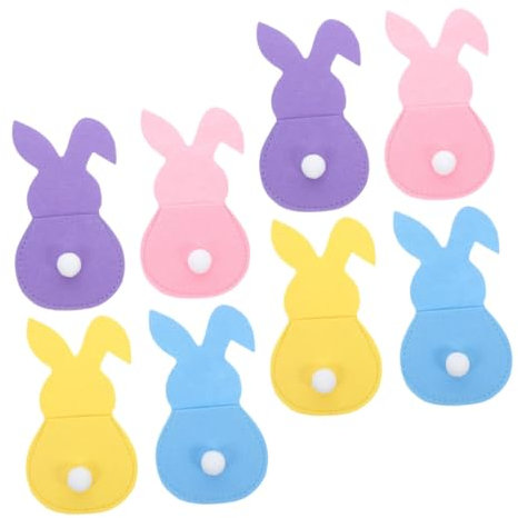 SOLUSTRE 8stücke Teiliges Mit Niedlichen -felt-hasen-bestecktaschen Für Ostern Wiederverwendbare Besteckhüllen Für Festliche Tischdekorationen Für Familienfeiern Und Osterpartys