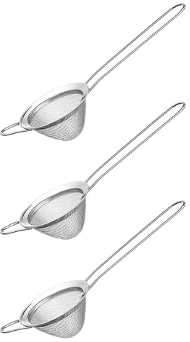 UrbanNest 3X Petite Passoire en Acier Inoxydable à Mailles Fines, Mini Passoire à Cocktail pour Cocktails, Thé, Herbes, Café et