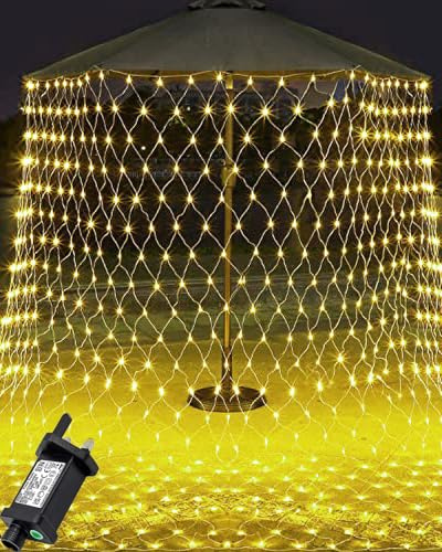 Joysing Net Lights Outdoor 2 Pack 3 x 2M Net Christmas Lights Main Powered with Timer, 208 LED Mesh Fairy Light Connectable Window Light Indoor Waterproof Curtain Light for Bushe Fence Wall Hedge