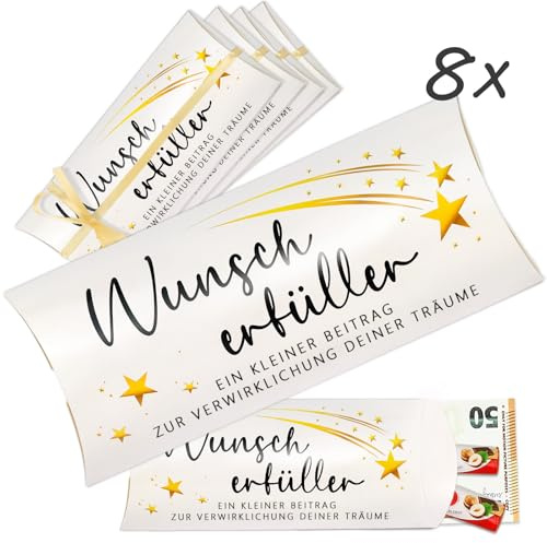 8PCS Wunscherfüller Geldgeschenk Weihnachten Verpackung, Geld und Süßigkeiten Schachtel, Geldgeschenke Gutschein Geburtstag Neujahrsgeschenke Kissenschachteln Geschenkboxen Geschenkboxverpackung