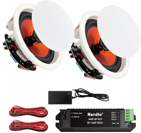 Herdio Altoparlanti da soffitto Bluetooth 4 pollici Potenza massima: 240 Watt Altoparlante da incasso a 2 vie Ideale per bagni, cucine, soggiorni e uffici (1 paio)