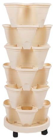 Cocoarm Macetas Jardinera de Fresas Apilable Vertical, Construcción de Plástico Liviano, Diseño de Crecimiento Separado, Maximiza el Espacio Vertical, Fácil de Colgar Frutas, Diseño Que Ahorra