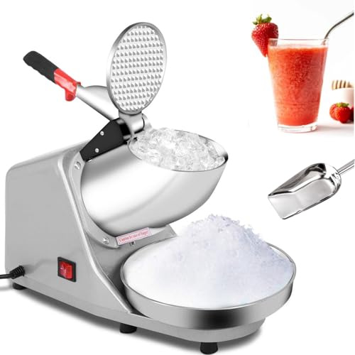 Electric Ice Crusher Machine - High-Speed 2200 RPM, 65 KG/H Capacity for Snow Cones, Cocktails, Ice Cream, Smoothies, and Cold Juices
