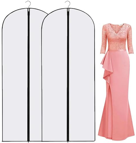 2-Pack Extra Long Garment Bags (180cm) | Clear View Hanging Covers for Wedding Dresses, Gowns & Coats | Dust & Water Resistant