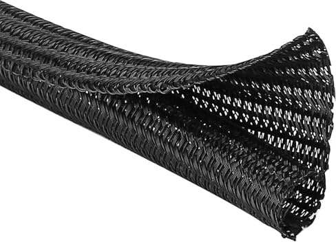 Split Wire Tubing, Cable Protector Sleeve, Wire Protector For Pets, Braided Cable Management for TV/Computer/Home Theater/Engine Bay, Cord Protectors from Pets No Chew (Black)