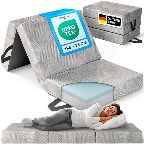 gurkler® Komfort Klappmatratze 75 x 195 x 15 cm - Memory Foam - Gästebett und Faltmatratze als Gästematratze - Bequem & waschbar