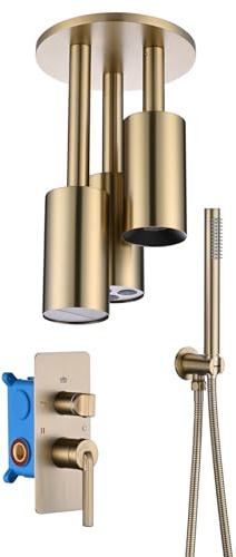 Billg Set Doccia Incasso,Miscelatore Doccia Incasso Spruzzatore Effetto Pioggia,Soffione Doccia Tubolare a Doppia Funzione,Doccetta,Tubo Flessibile in Acciaio Inox da 1,5 Metri,Montaggio a Soffitto.