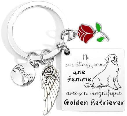 Porte-clés Chien Teckel/Golden Retriever/Bulldog Français/Cocker/Berger Australien Chiot, Charm pour Sac, pour Vous ou Cadeau pour Femme, Amie, Maman, Tante, Grand-mère, Amoureux des Chiens