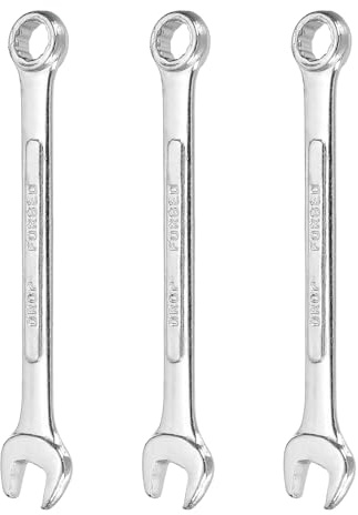 QUARKZMAN 3 Piezas Llave Combinada 9mm Métrica De 12 Puntos Y Extremo Abierto De Acero Zincado Herramienta De Doble Extremo Tubería Muebles Maquinaria Reparación DIY Color Plata Blanco